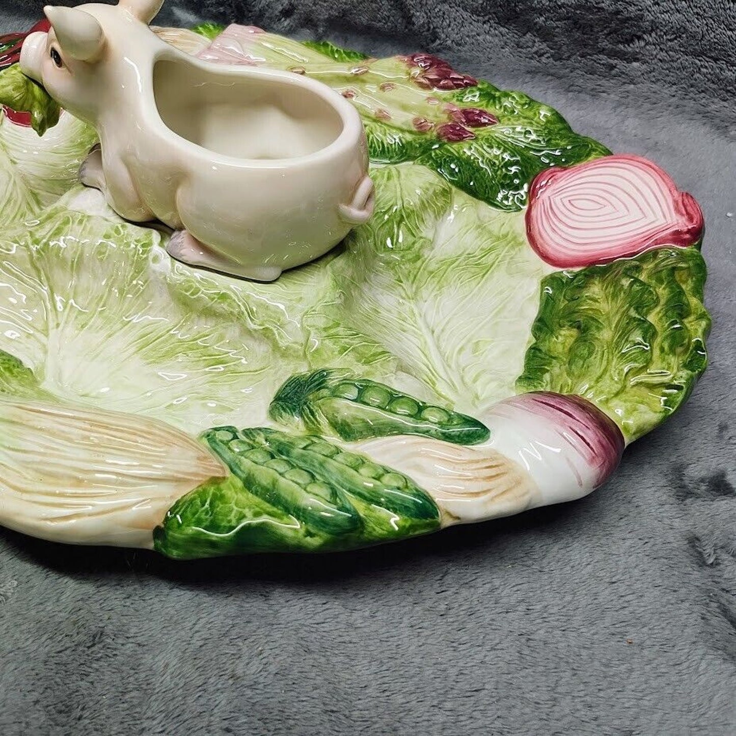 NEW Fitz & Floyd French Market Sectioned Server Large Platter Tray w/ Pig