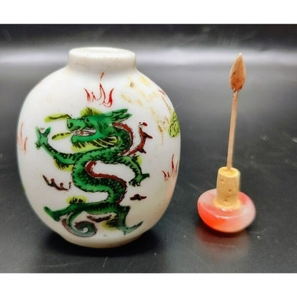 Vintage Chinese Porcelain Bottle with Dragon on both sides