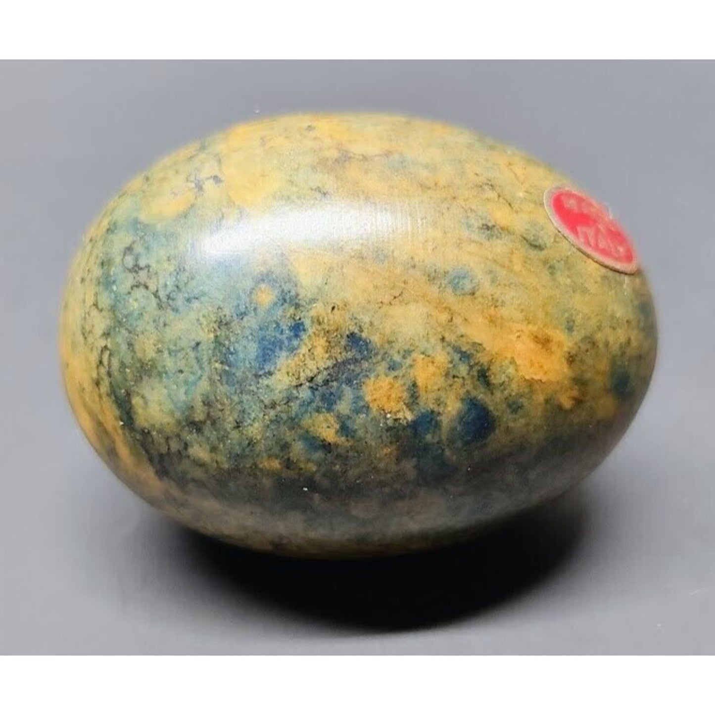 Vintage Italian Stone Egg Easter Egg Dark Green 2.5 inches With Sticker