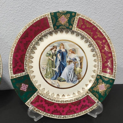 set of 2 Antique Royal Vienna Plate 1883-1914 Allegorical Scene 11” Round