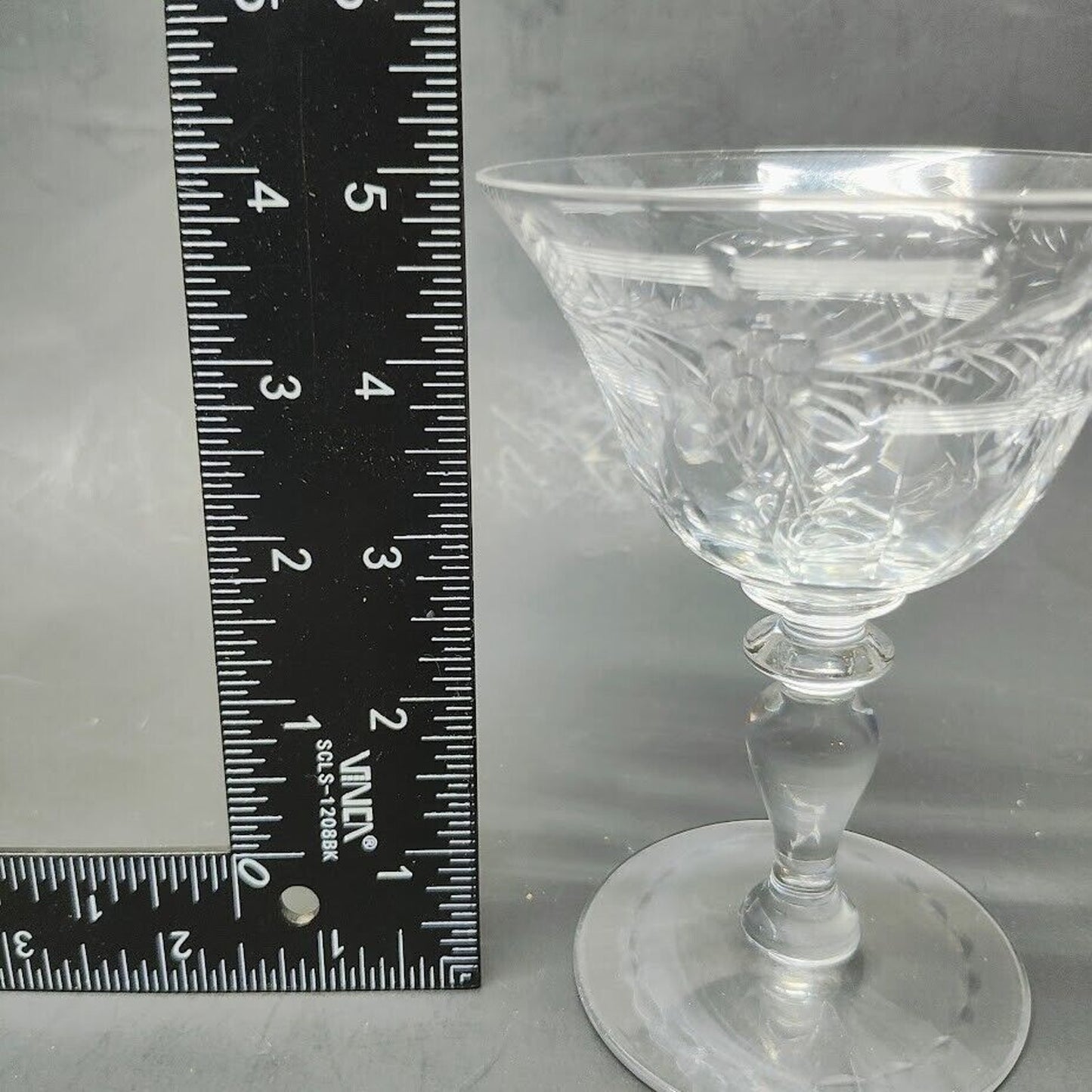 7 JULISKA 4.8in Tall Etched Dessert  Parfait Glass Made in Czech Republic