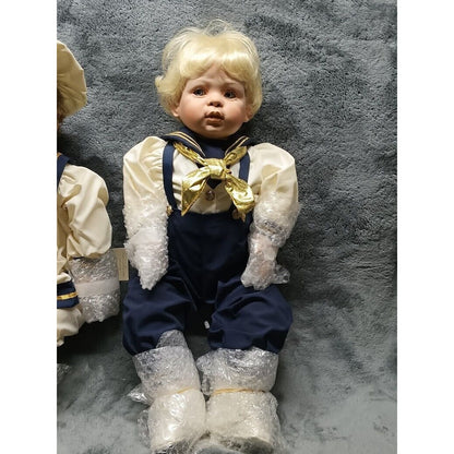 PAIR Precious Heirlooms 1991 Spanos Jacques & Jolie Nautical Porcelain Boy Doll