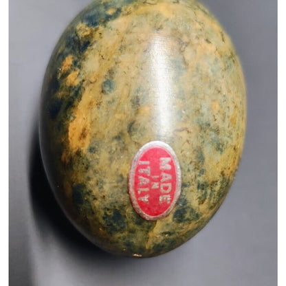 Vintage Italian Stone Egg Easter Egg Dark Green 2.5 inches With Sticker