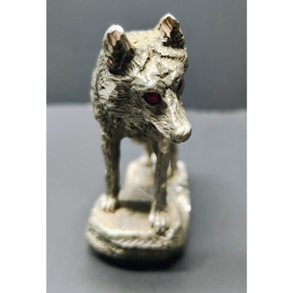 Vintage Fine Pewter Wolf Masterworks 1990 Statue Diamond Cut Figurine Figure