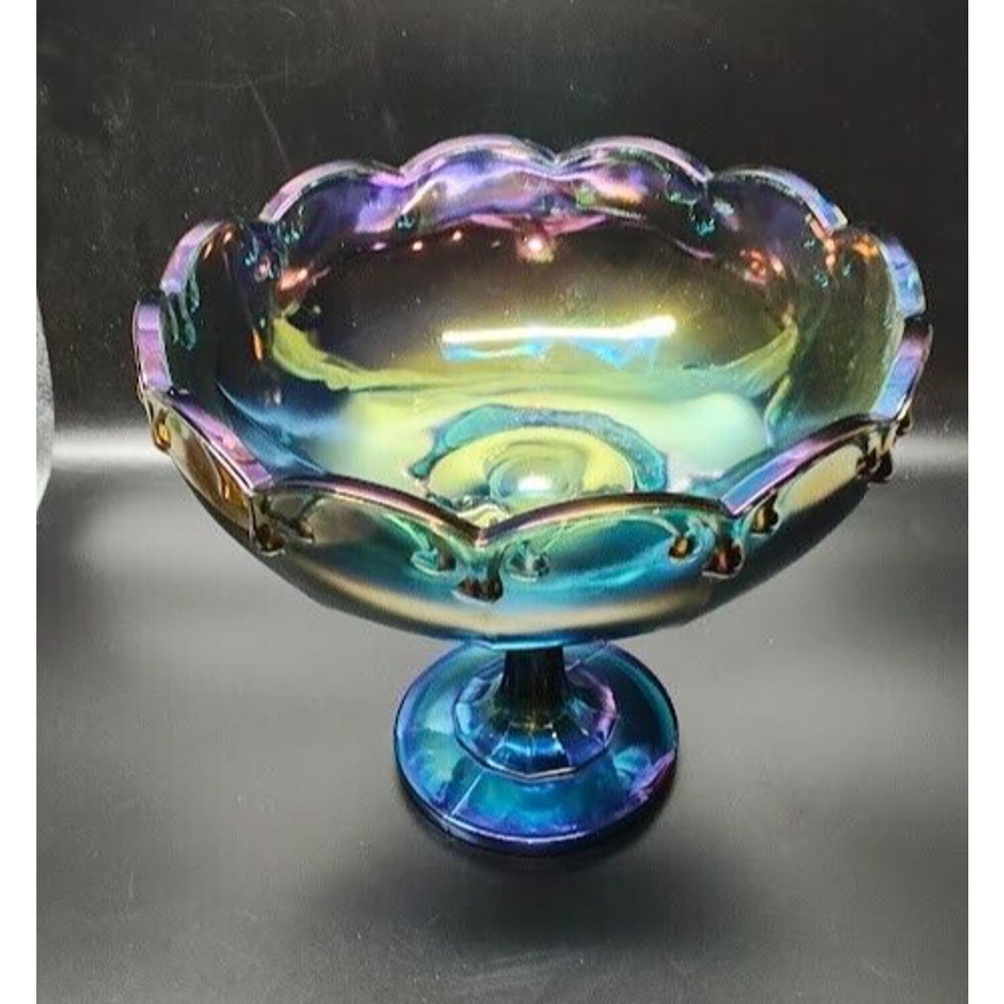 Carnival Glass Blue Carnival glass pedestal dish candy Indiana Glass