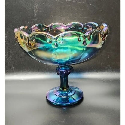 Carnival Glass Blue Carnival glass pedestal dish candy Indiana Glass