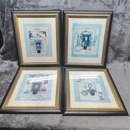 Lot of 4 Framed Classical Music Art 17x14 by Linda Jade Charles Composer Series