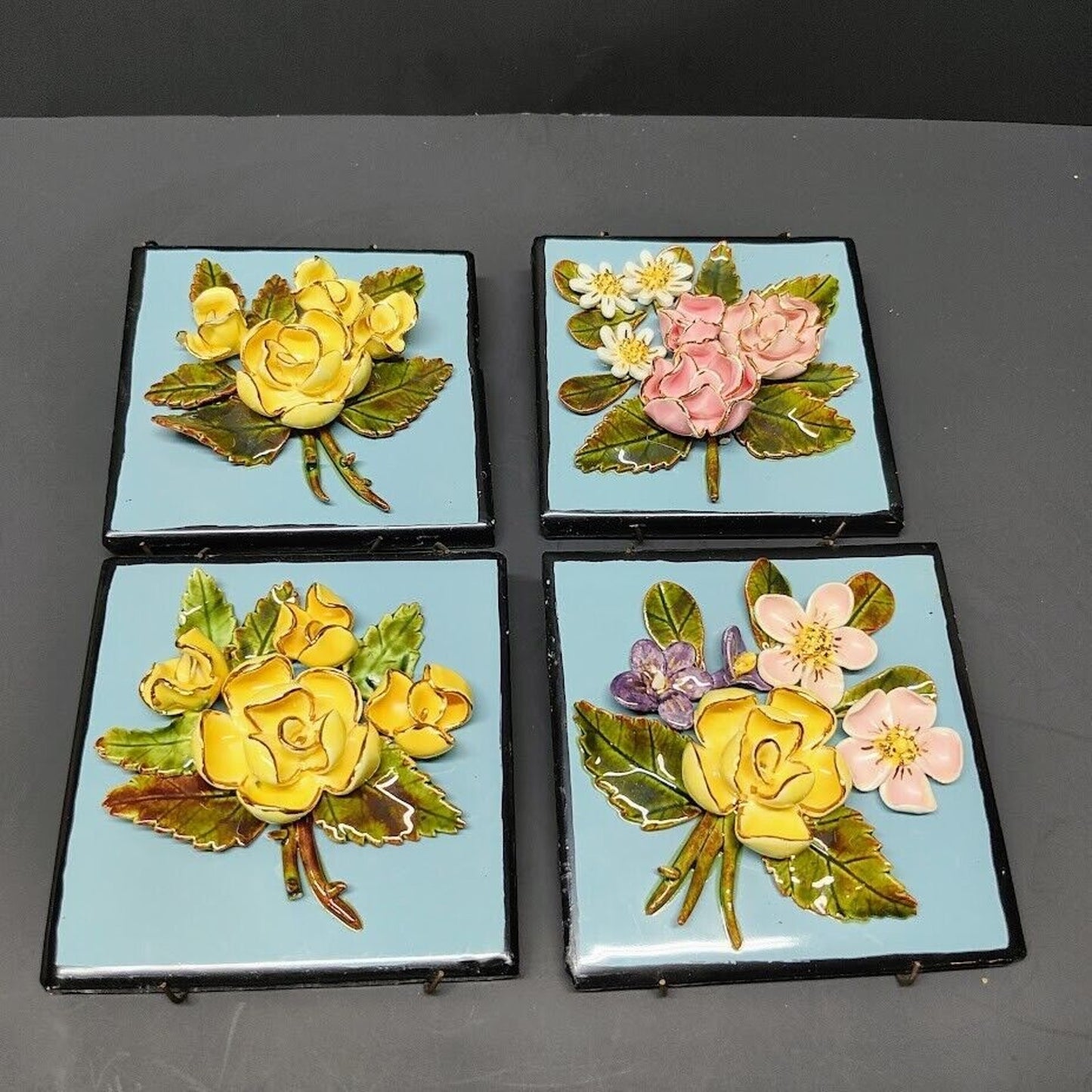 4.25" Porcelain Floral Tile, 3D Very Unique, to Display or use