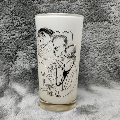 RARE! AL HIRSCHFELD “Movieland 1954” HI BALL Milk White Caricature