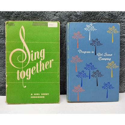 Vintage 1959 Program in Girl Scout Camping Book & 1949 Girl Scout Sing Together