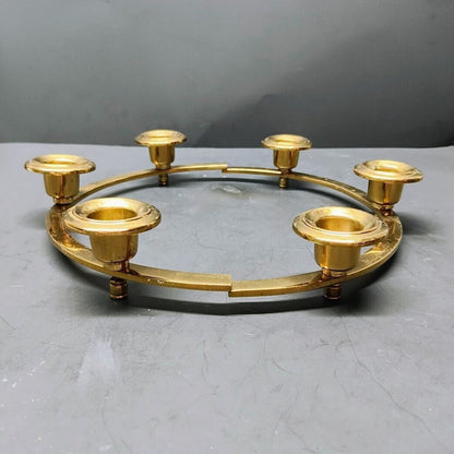 2 Half Circle Brass candle stick holders centerpiece surrounding 6 Candles