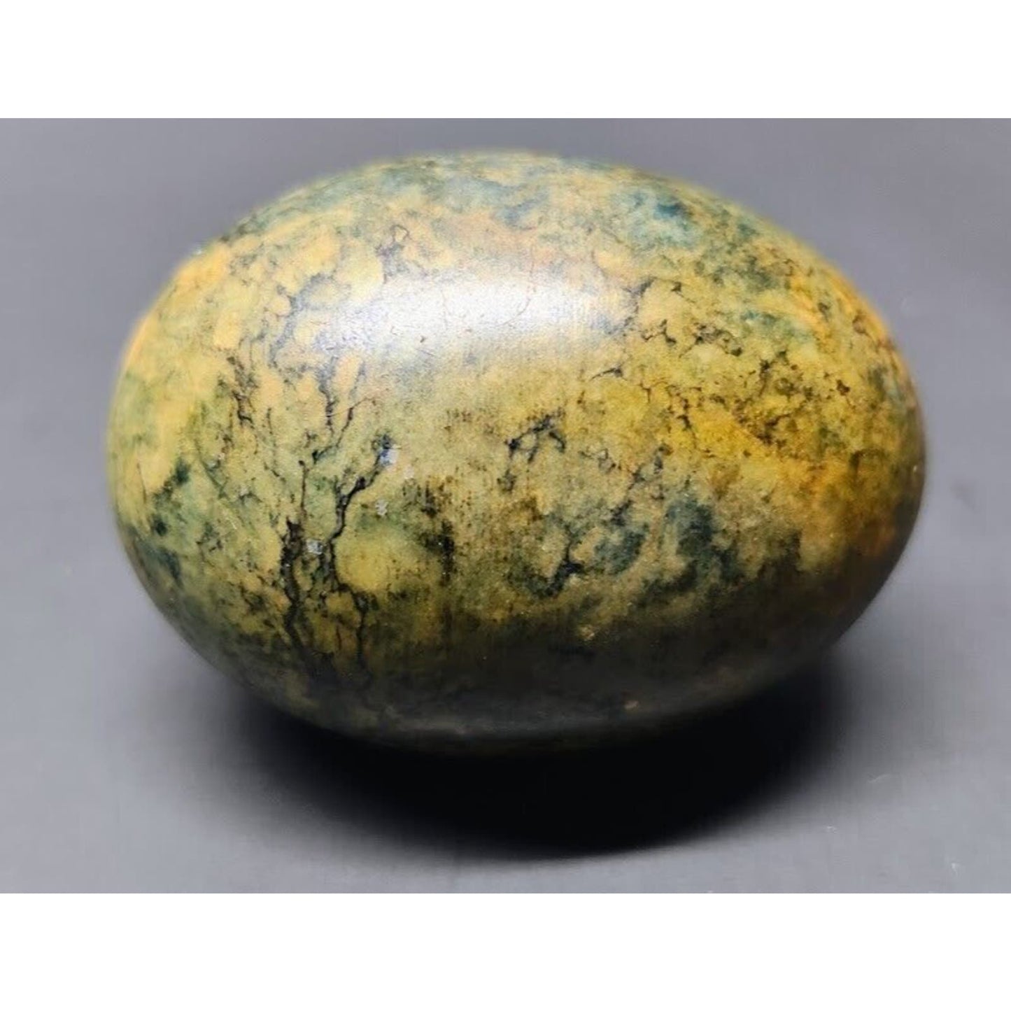 Vintage Italian Stone Egg Easter Egg Dark Green 2.5 inches With Sticker