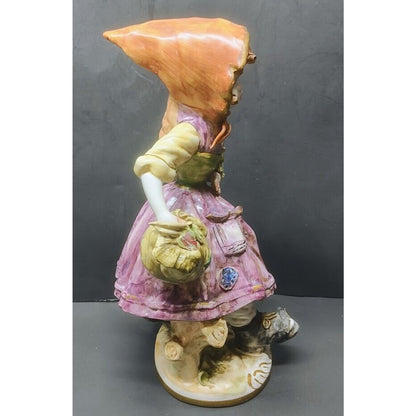 Vintage LG CAPODIMONTE "Peasant Girl carrying Flowers" Figurine! ITALY 12" Bella