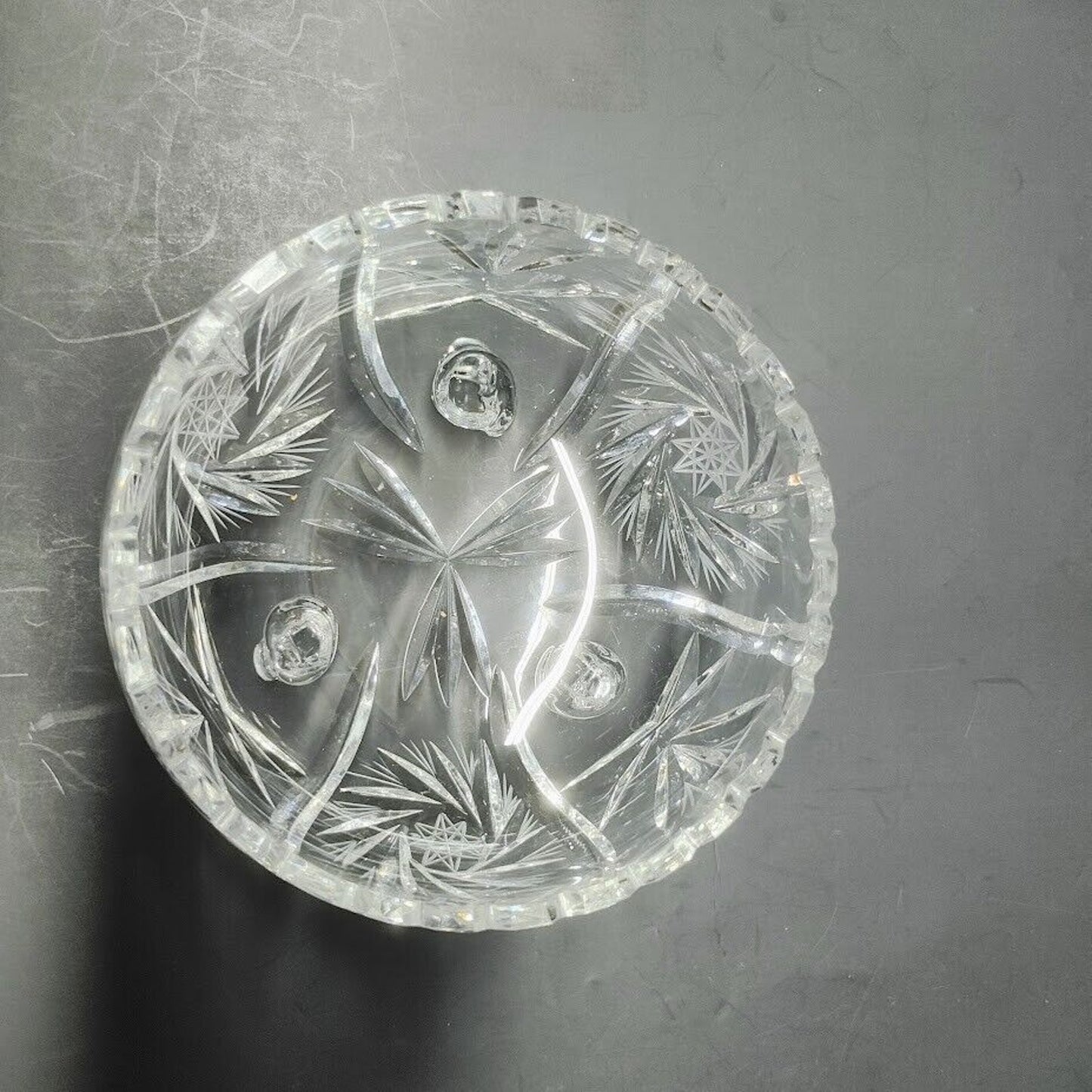 American brilliant cut glass footed bowl pinwheel and star excellent condition