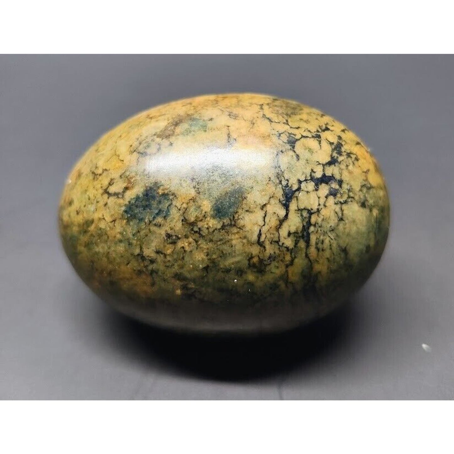 Vintage Italian Stone Egg Easter Egg Dark Green 2.5 inches With Sticker