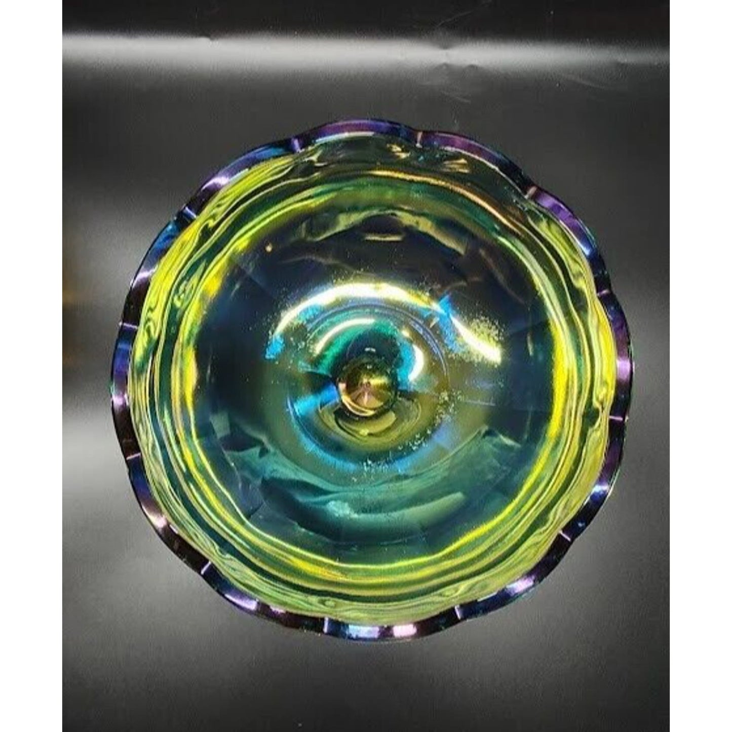 Carnival Glass Blue Carnival glass pedestal dish candy Indiana Glass