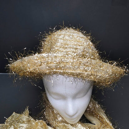 Elegant Gold Church Hat With Matching Gold scarf by Something Special