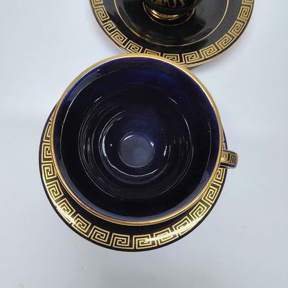 Spyropoulos GREECE 24K Gold Cobalt Blue - S Tea Cup & Saucer Lot of 2