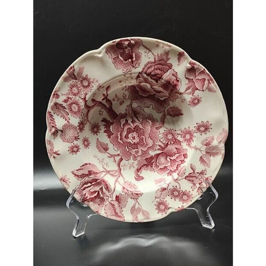 JOHNSON BROTHERS ENGLISH CHIPPENDALE RED PINK Soup Bowl 8' Have Multiple