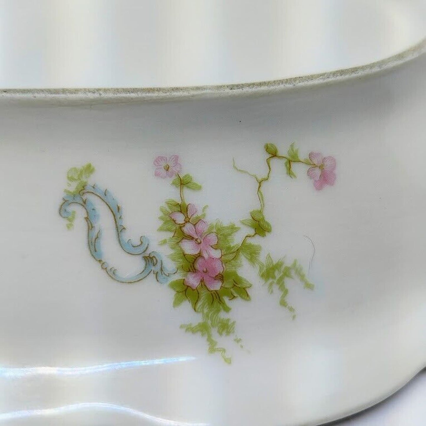 Haviland Princess 12” Oval Platter Pink Rose Blue Scrolls Schleiger 57 Limoges