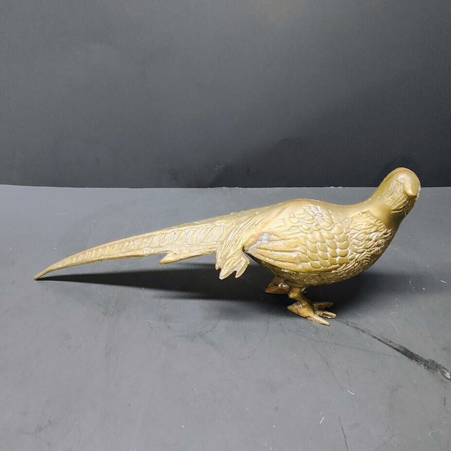 2 Vintage Solid Brass Pheasant Peacock Bird Figurine Statue 12.5in 13in MCM