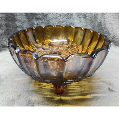 LOVELY VINTAGE OVAL CARNIVAL GLASS FOOTED CENTERPIECE BOWL/ EARLY 1900'S*