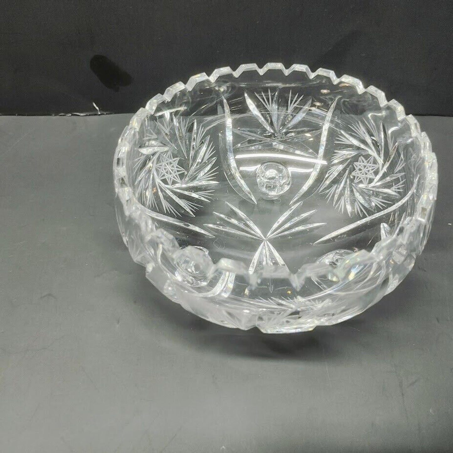 American brilliant cut glass footed bowl pinwheel and star excellent condition