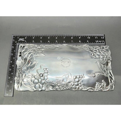 Arthur Court Cast 11 Inch Metal Tray 1996 Aluminum Metalware Oblong Grape Leaf