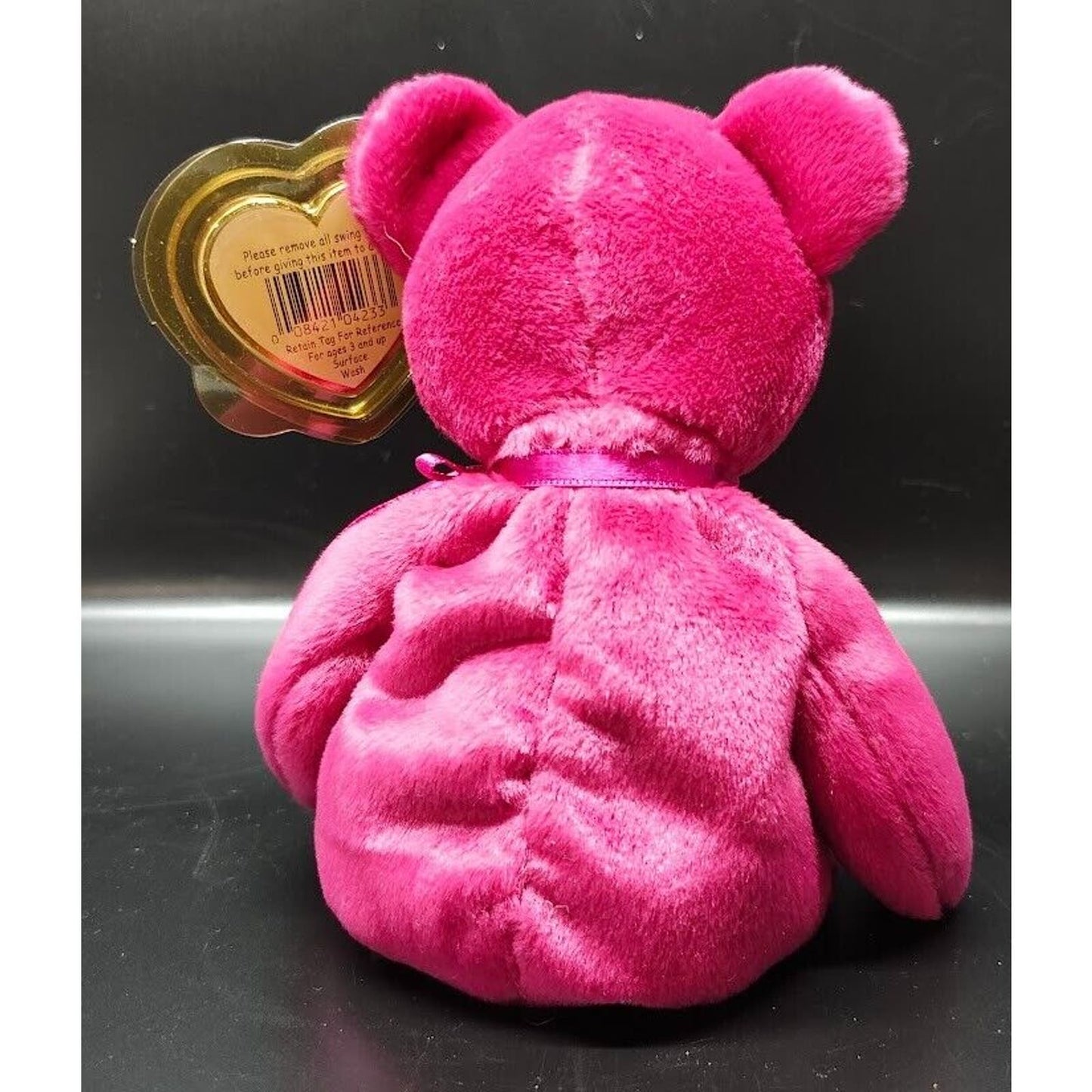 NWT RARE Retired Original Beanie Baby PInk Bear 'Valentina' 1999 In Case