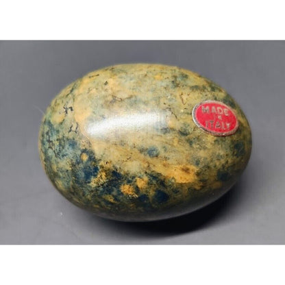 Vintage Italian Stone Egg Easter Egg Dark Green 2.5 inches With Sticker