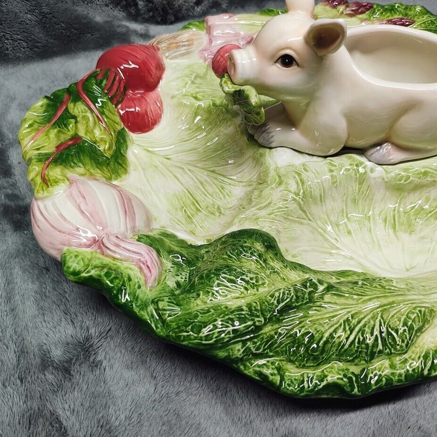 NEW Fitz & Floyd French Market Sectioned Server Large Platter Tray w/ Pig