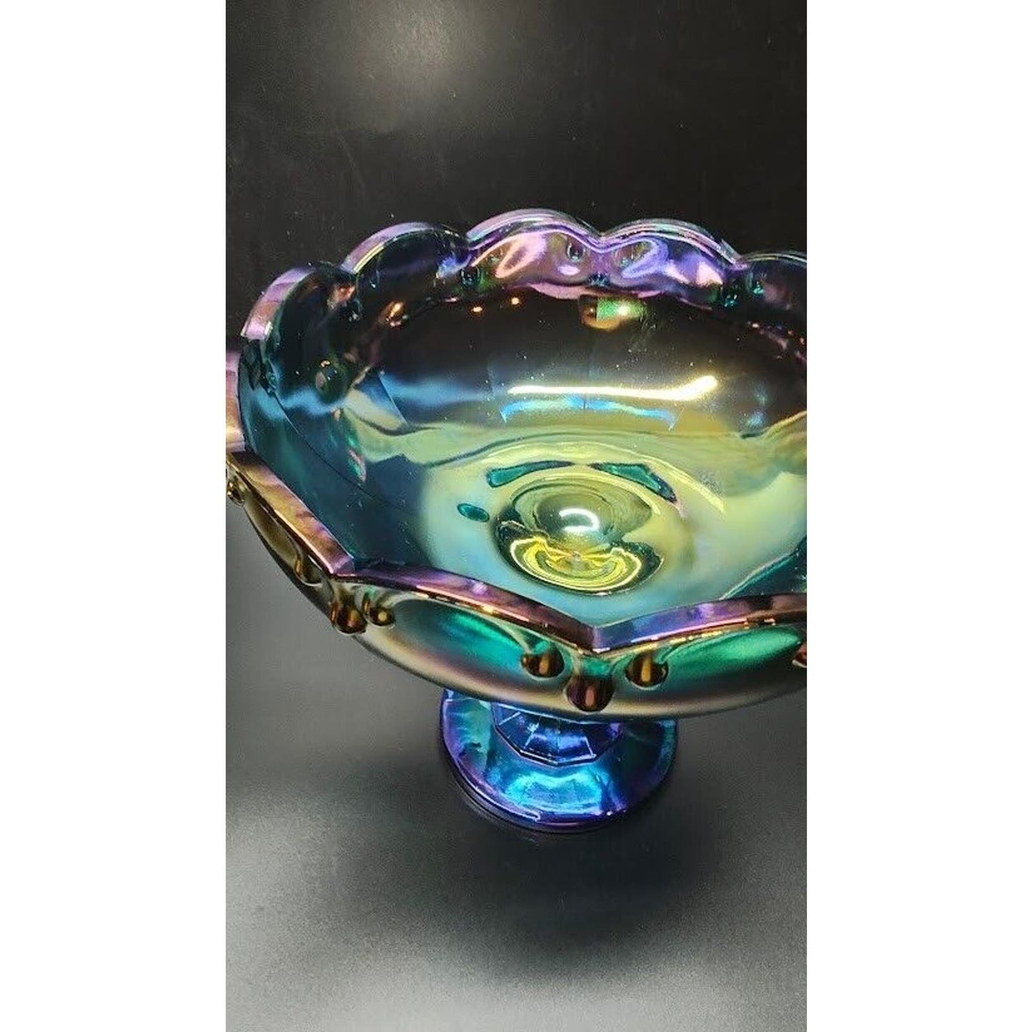 Carnival Glass Blue Carnival glass pedestal dish candy Indiana Glass