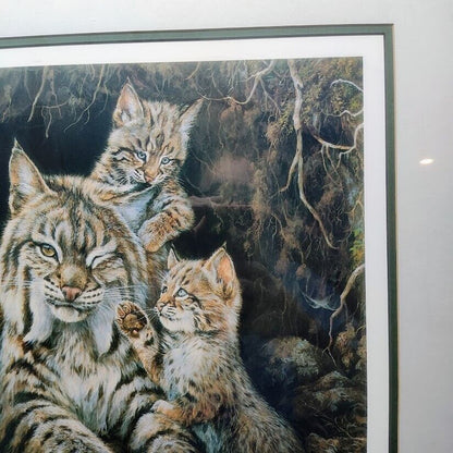 Vintage Bobcat Art Print Laura Finberg Mark Finberg Bobcat Ltd. Ed. 75 Framed Lg