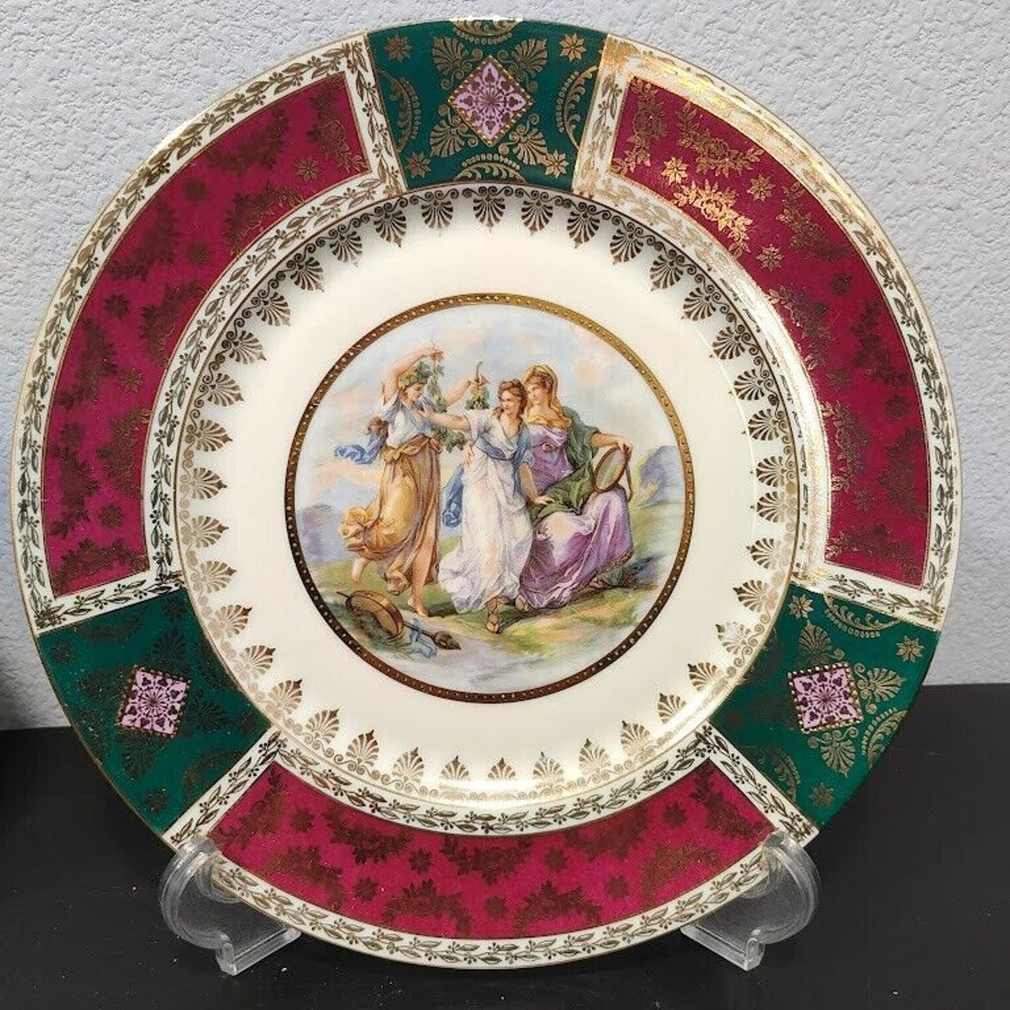 set of 2 Antique Royal Vienna Plate 1883-1914 Allegorical Scene 11” Round