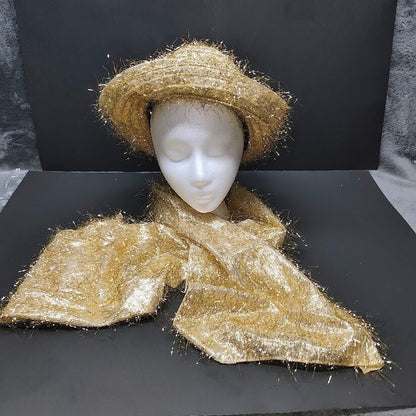 Elegant Gold Church Hat With Matching Gold scarf by Something Special