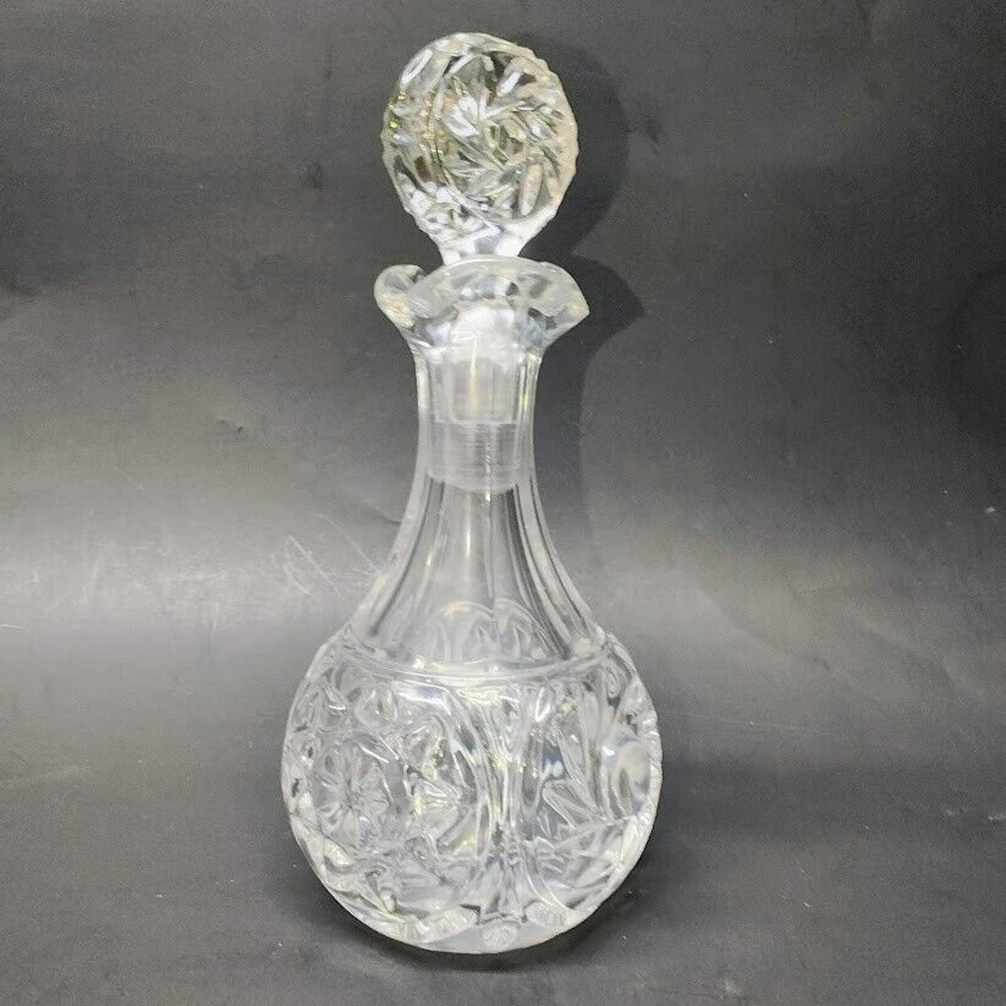 Crystal Clear Cut Glass Art Deco Decanter with Stopper Cruet