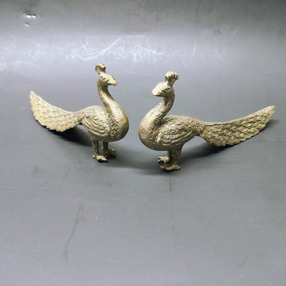 Lot of 2 - Vintage Peacock Silver Plated Pewter Figurines