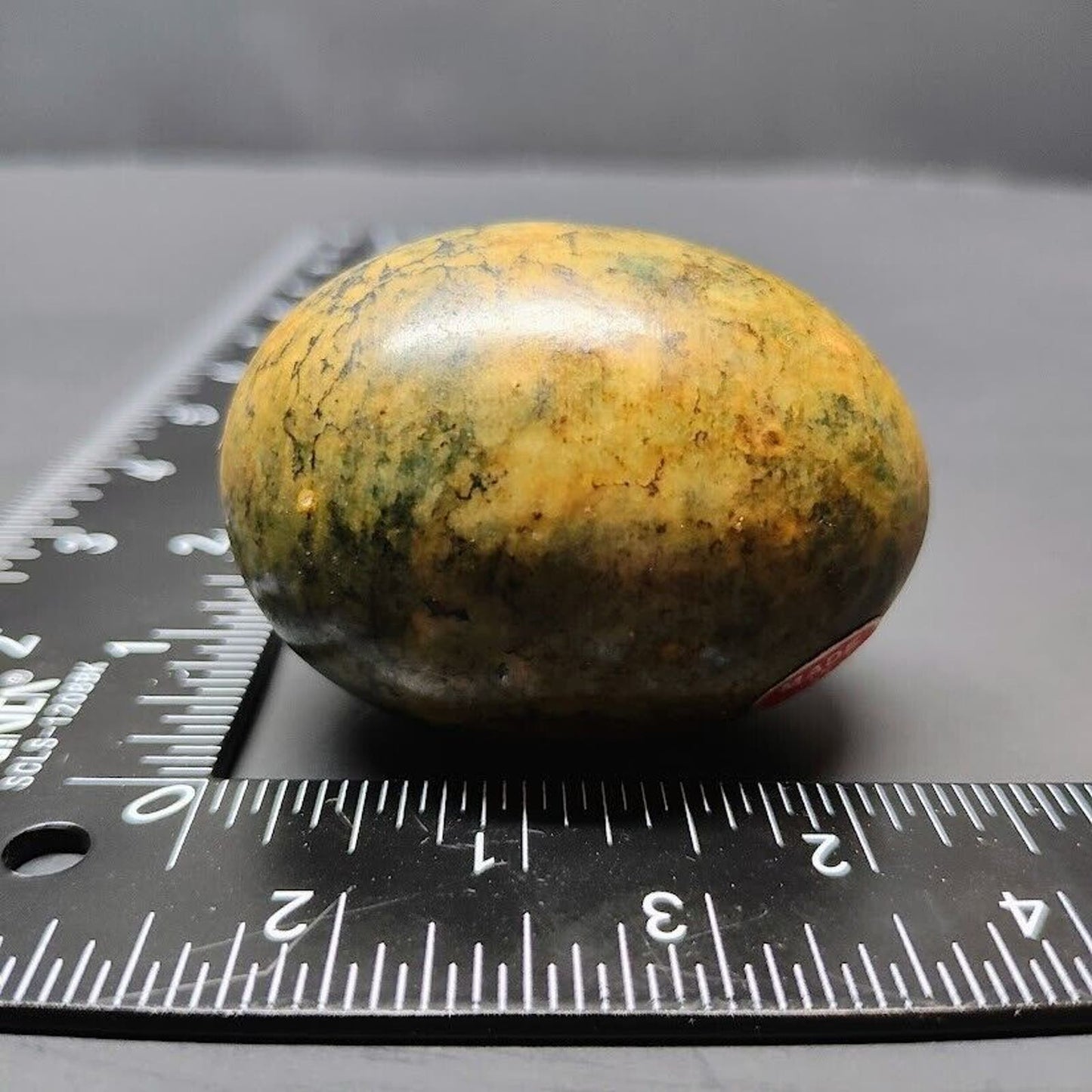 Vintage Italian Stone Egg Easter Egg Dark Green 2.5 inches With Sticker