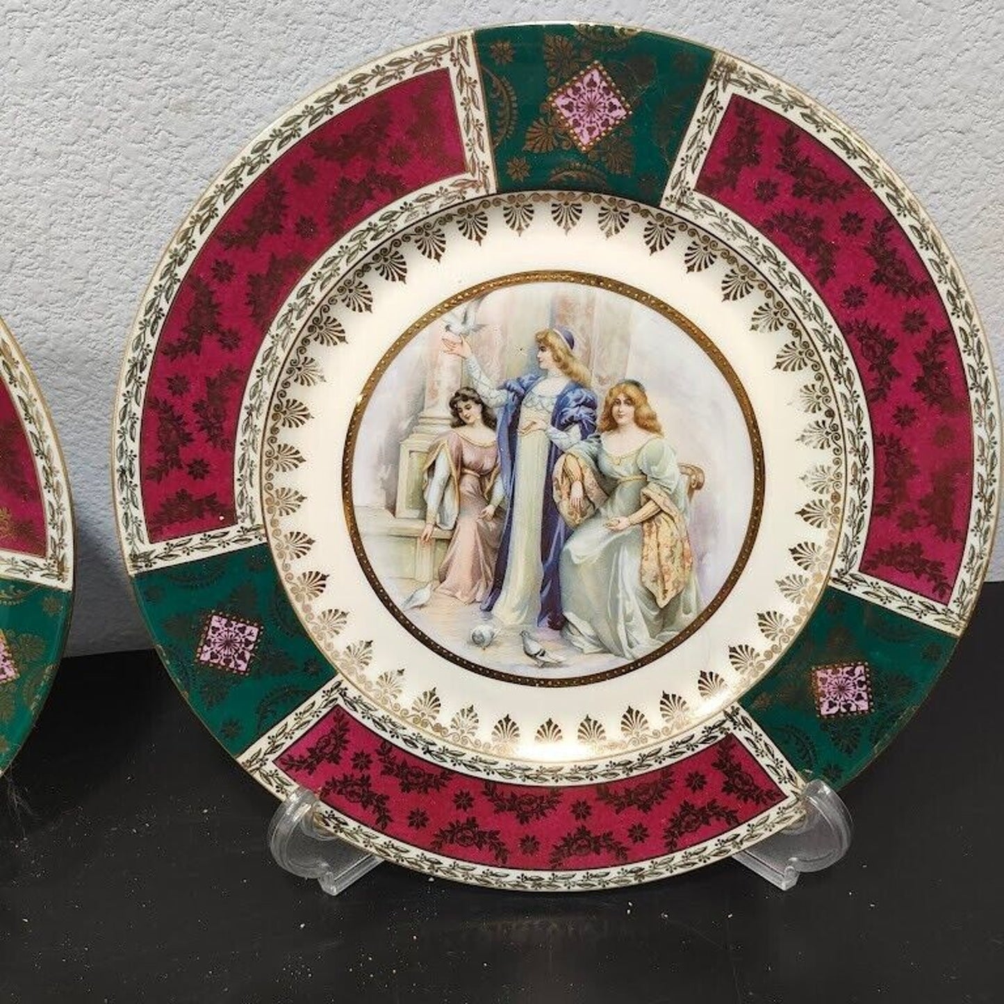 set of 2 Antique Royal Vienna Plate 1883-1914 Allegorical Scene 11” Round