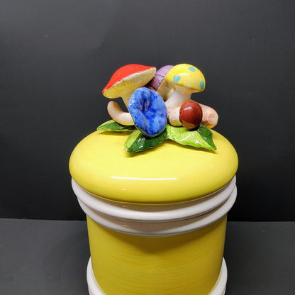 Vintage Seymour Mann Ceramic Mushrooms Biscuit Jar Large Canister Pottery Japan