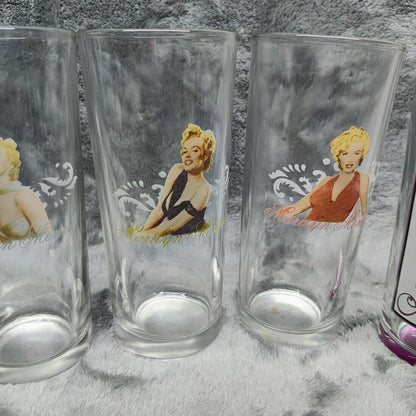 Set of 8 Bernard Of Hollywood Marilyn Monroe 6” H X 2 3/4"D Drinking Glasses