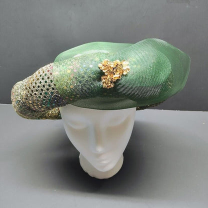 Women's Green Halo Headpiece Fascinator hat Chiffon & Sequin