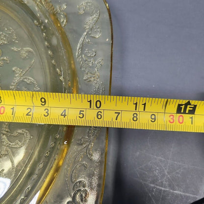 Depression Glass - Madrid - Divided Dinner Plate 10 inches Yellow - vintage