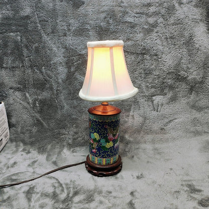 Antique Chinese Famille Rose Table Lamp Antiques 13" Tall W/ Shade