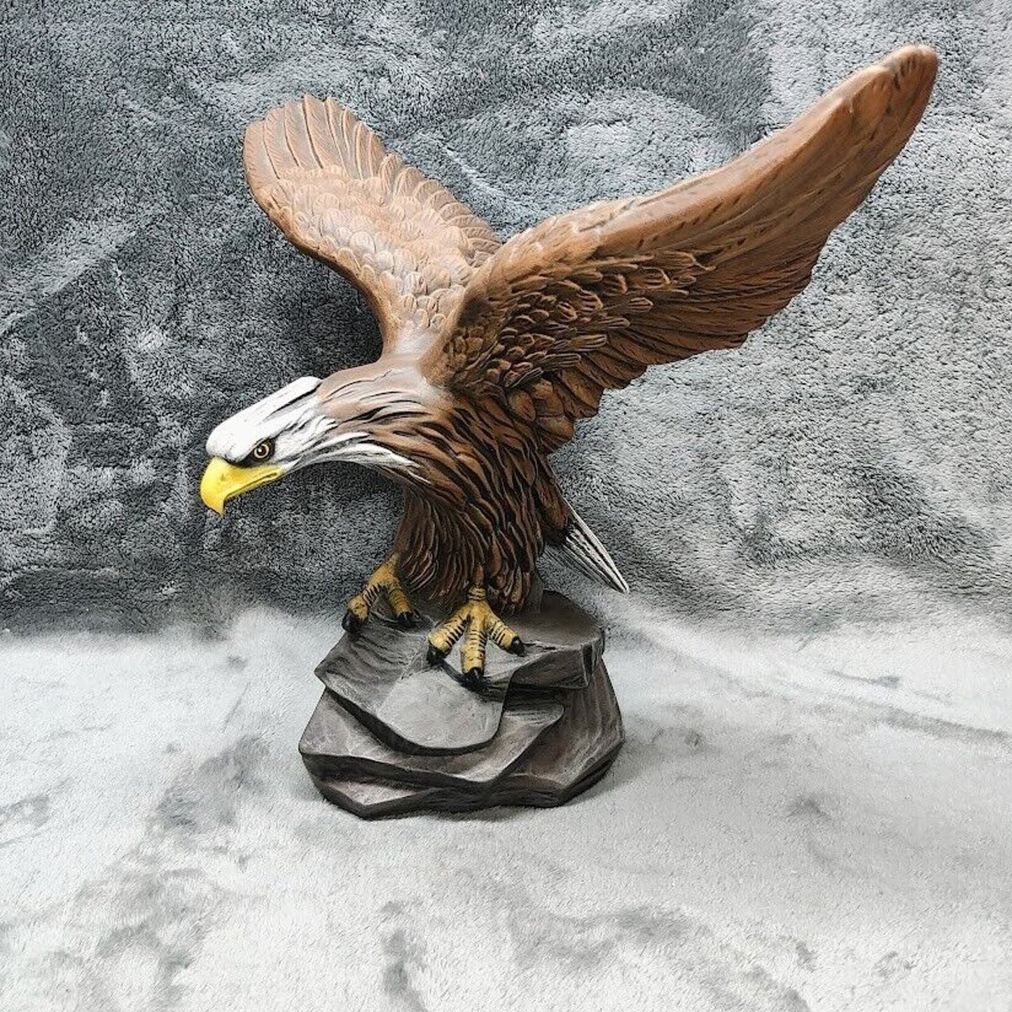 Large '90 Vintage 13" tall Porcelain Eagle w/ wings spread to 16" Hand Painted