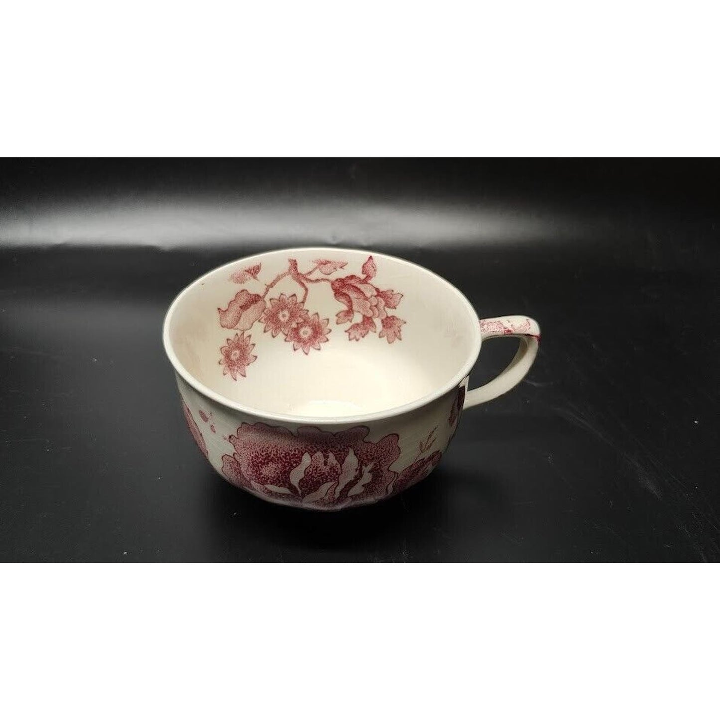 English Chippendale Coffee Cup Red/Pink on White by Johnson Bros.1935-65