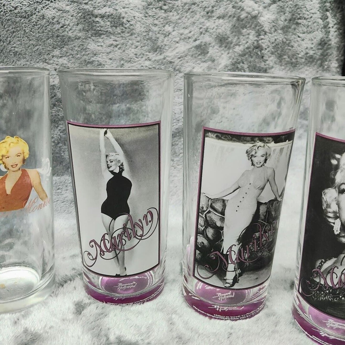 Set of 8 Bernard Of Hollywood Marilyn Monroe 6” H X 2 3/4"D Drinking Glasses