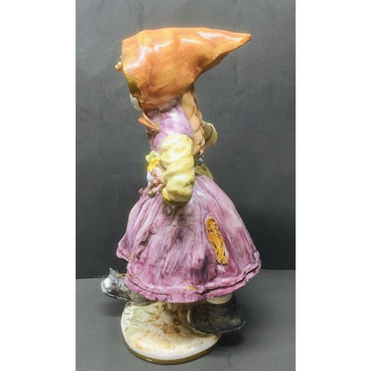 Vintage LG CAPODIMONTE "Peasant Girl carrying Flowers" Figurine! ITALY 12" Bella