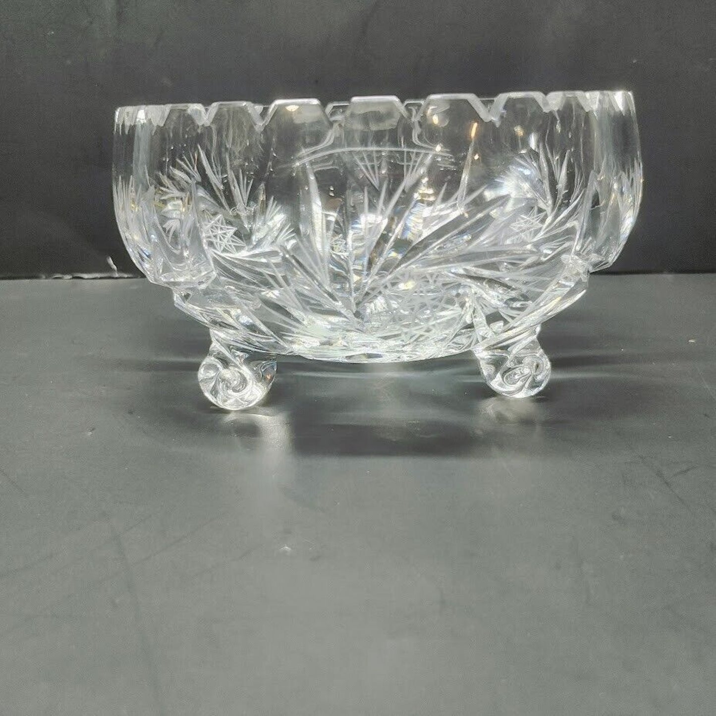 American brilliant cut glass footed bowl pinwheel and star excellent condition