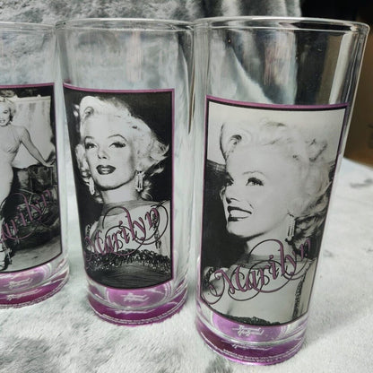 Set of 8 Bernard Of Hollywood Marilyn Monroe 6” H X 2 3/4"D Drinking Glasses